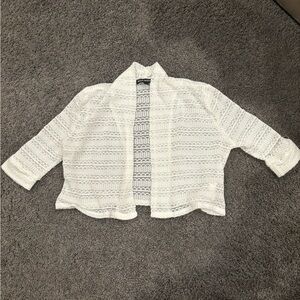 Cute girls white lace little sweater size small!